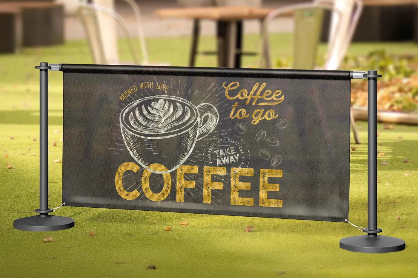 Café Barriers, standard posts – printed by Buzz Media