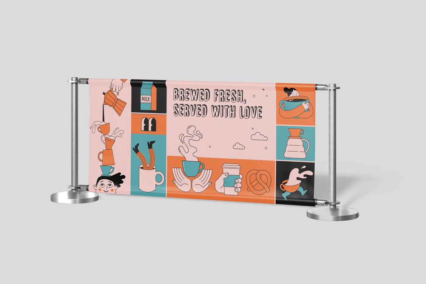 Café Barriers, premium posts – printed by Buzz Media