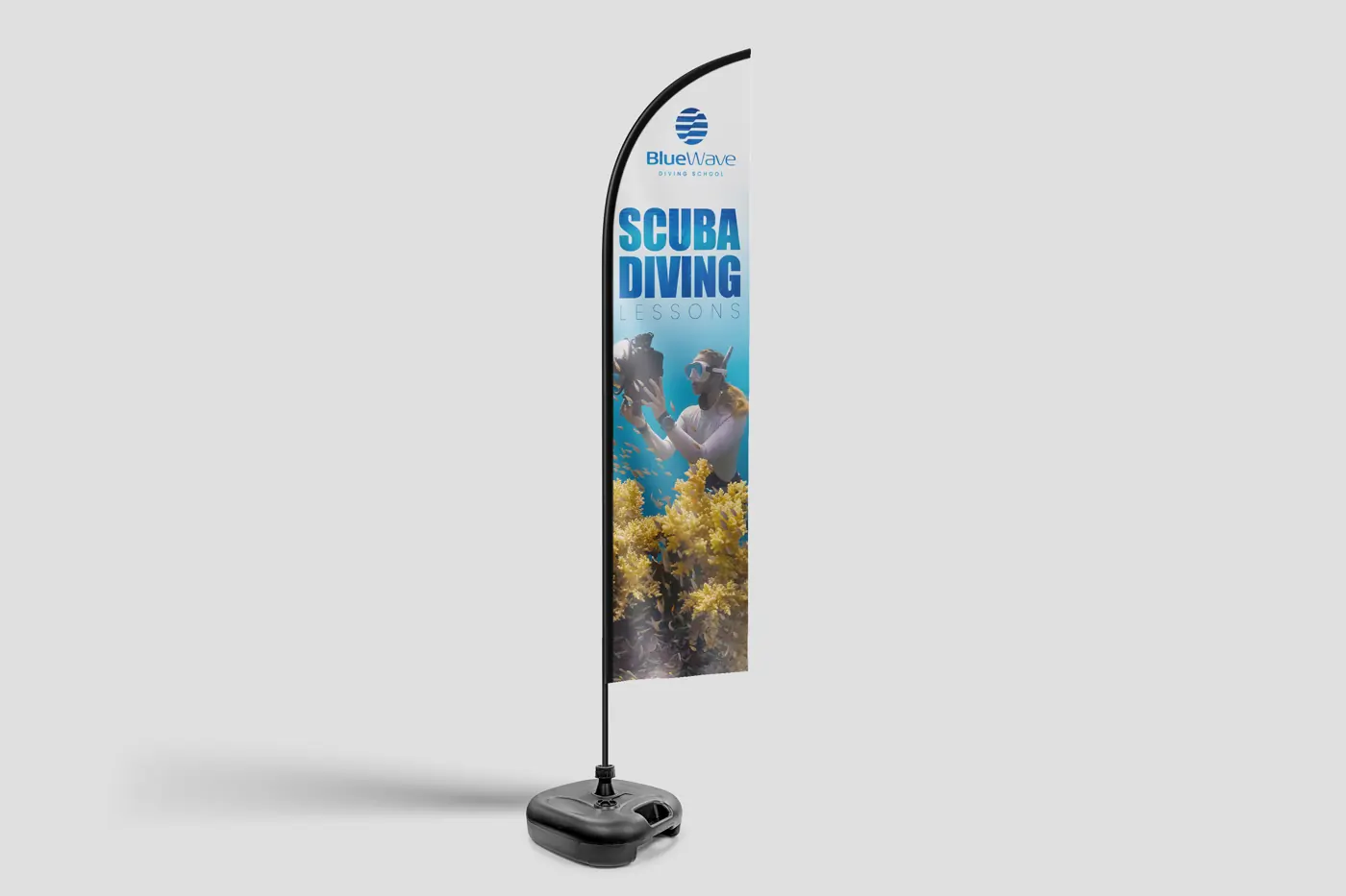 Printed Flags, feather, view 2 – printed by Buzz Media